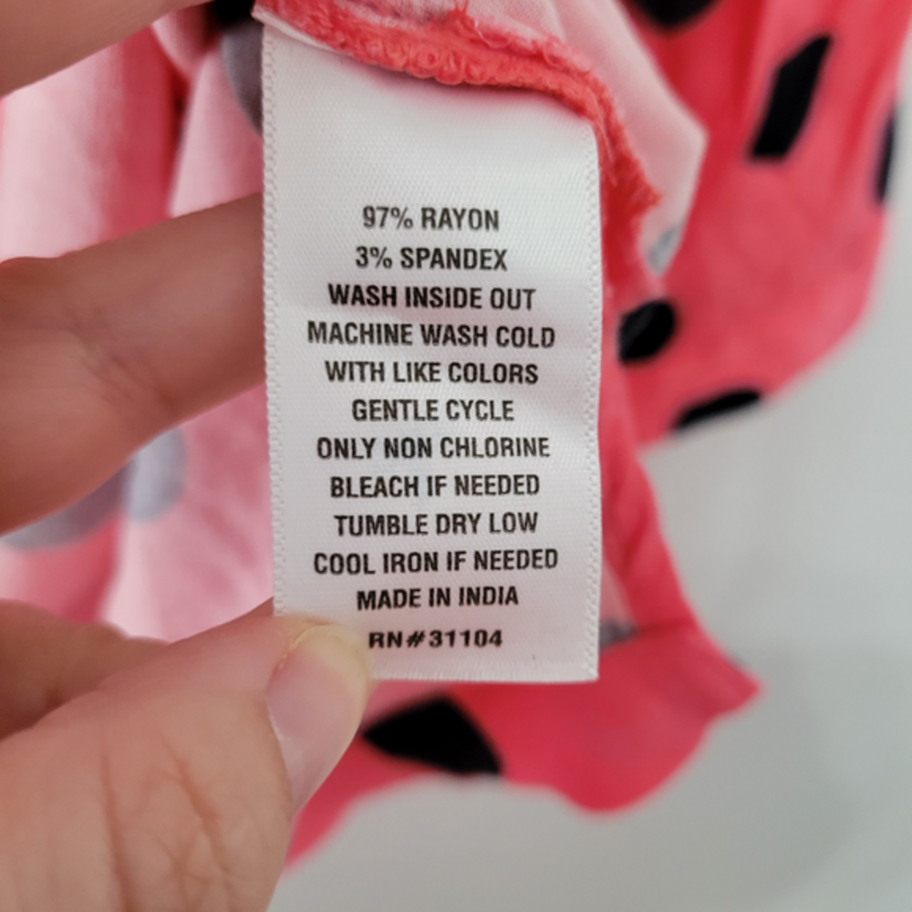 NWT Crown & Ivy Women's Ruffle Trim Pink Polka Dot Blouse Top Size Large Petite - Picture 9 of 11